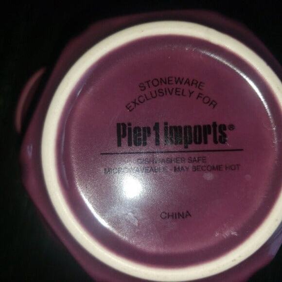 Pier 1 Imports Lotus Flower 4.5” Plum/Purple Porcelain Tulip Bowl Set of 2 - Picture 2 of 3